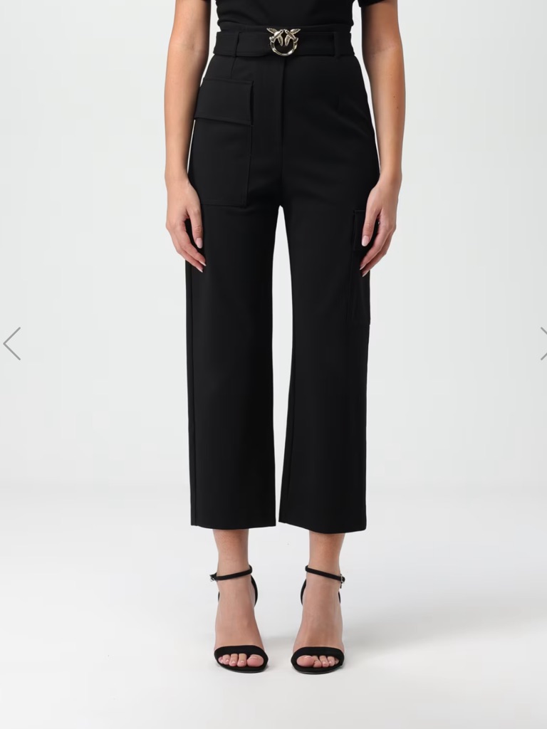 Pinko Perlita Pantalone Black Wide-Leg Cargo Pants New With Tags Size Us 6